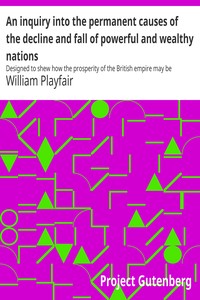 An inquiry into the permanent causes of the decline and fall of powerful and wealthy nations : $b Designed to shew how the prosperity of the British empire may be prolonged by William Playfair