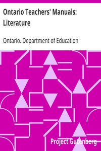 Ontario Teachers' Manuals: Literature by Ontario. Department of Education