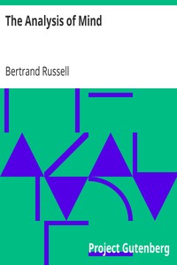 The Analysis of Mind by Bertrand Russell