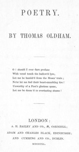Poetry by Thomas Oldham