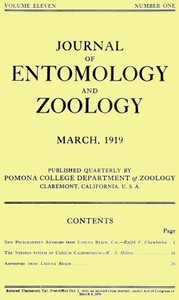 Journal of Entomology and Zoology, Vol. 11, No. 1, March 1919 by Various