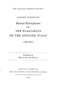 Momus Triumphans: or, the Plagiaries of the English Stage (1688[1687]) by Gerard Langbaine