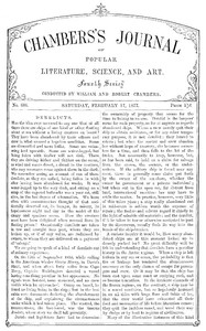 Chambers's Journal of Popular Literature, Science, and Art, No. 686
February 17, 1877 by Various