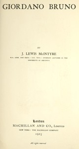 Giordano Bruno by J. Lewis (James Lewis) McIntyre