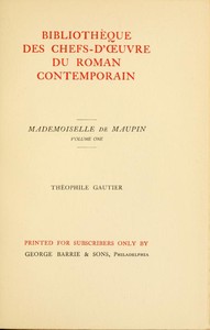 Mademoiselle de Maupin, Volume 1 (of 2) by Théophile Gautier