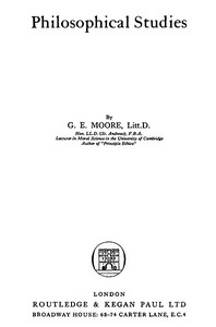 Philosophical Studies by G. E. (George Edward) Moore