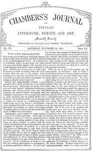 Chambers's Journal of Popular Literature, Science, and Art, No. 726
November 24, 1877 by Various