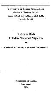 Studies of Birds Killed in Nocturnal Migration by Harrison Bruce Tordoff