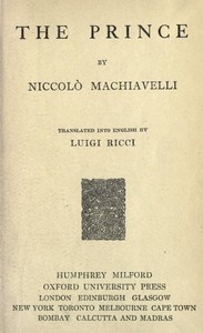 The Prince by Niccolò Machiavelli