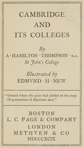 Cambridge and Its Colleges by A. Hamilton (Alexander Hamilton) Thompson