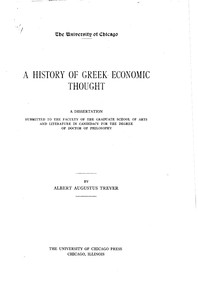 A History of Greek Economic Thought by Albert Augustus Trever