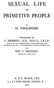 Sexual Life of Primitive People by Hans Fehlinger