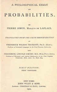 A Philosophical Essay on Probabilities by Pierre Simon Laplace