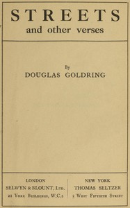 Streets, and Other Verses by Douglas Goldring