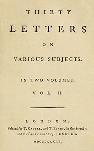 Thirty Letters on Various Subjects, Vol. 2 (of 2) by William Jackson