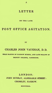 A Letter on the Late Post Office Agitation by C. J. (Charles John) Vaughan