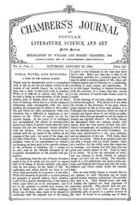 Chambers's Journal of Popular Literature, Science, and Art, Fifth Series, No. 3, Vol. I, January 19, 1884 by Various