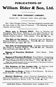 Publications of William Rider & Son, Ltd. by Anonymous