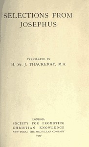 Selections From Josephus by Flavius Josephus