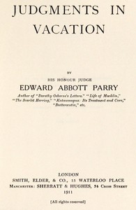 Judgments in Vacation by Edward Abbott Parry