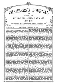 Chambers's Journal of Popular Literature, Science, and Art, Fifth Series, No. 6, Vol. I, February 9, 1884 by Various