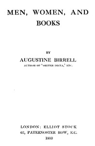 Men, Women, and Books by Augustine Birrell
