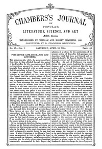 Chambers's Journal of Popular Literature, Science, and Art, Fifth Series, No. 17, Vol. I, April 26, 1884 by Various