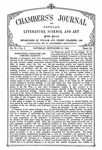 Chambers's Journal of Popular Literature, Science, and Art, Fifth Series, No. 37, Vol. I, September 13, 1884 by Various