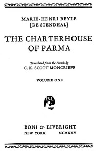 The Charterhouse of Parma, Volume 1 by Stendhal