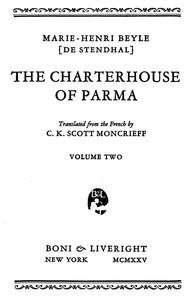 The Charterhouse of Parma, Volume 2 by Stendhal