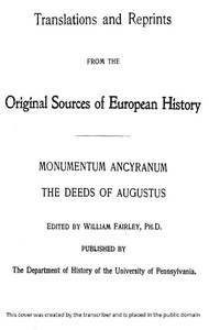 Monumentum Ancyranum: The Deeds of Augustus by Emperor of Rome Augustus