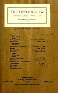 The Little Review, January-February 1916 (Vol. 2, No. 10) by Various