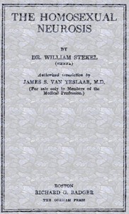 The Homosexual Neurosis by Wilhelm Stekel