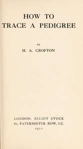 How to Trace a Pedigree by Helen Augusta Crofton