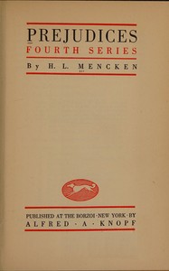 Prejudices, fourth series by H. L. (Henry Louis) Mencken