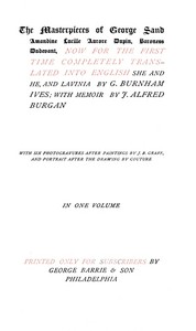 She and he; Lavinia; Memoir by George Sand