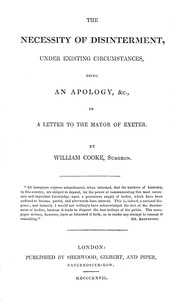 The necessity of disinterment, under existing circumstances by William Cooke