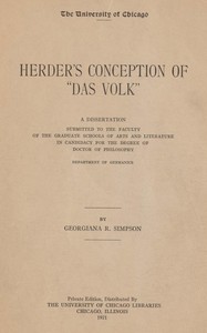 Herder's conception of "das Volk" by Georgiana Rose Simpson