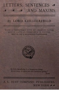 Letters, sentences and maxims by Philip Dormer Stanhope Chesterfield