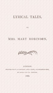 Lyrical tales by Mary Robinson