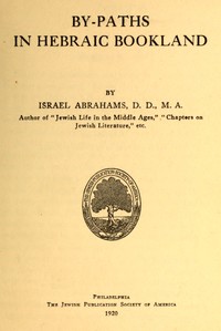 By-paths in Hebraic bookland by Israel Abrahams