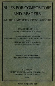 Rules for compositors and readers at the University Press, Oxford by Oxford University Press