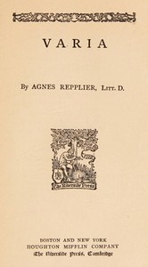 Varia by Agnes Repplier