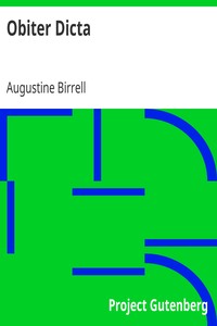 Obiter Dicta by Augustine Birrell