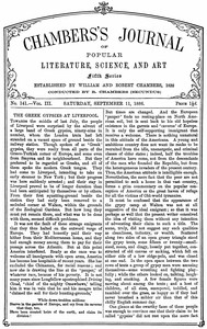 Chambers's Journal of Popular Literature, Science, and Art, fifth series, no. 141, vol. III, September 11, 1886 by Various
